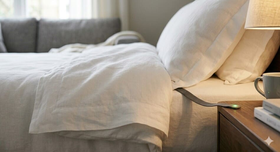 Dispositivo sensor de cama conectado a una alarma para alertar a cuidadores de movimientos nocturnos