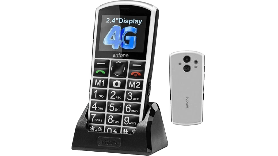 Teléfono móvil artfone A400 con botones grandes para personas mayores, 4G LTE, desbloqueado, botón SOS, cámara de 2 MP, base de carga, 3 ranuras, marcación rápida, aumento de volumen, fuentes grandes, temporizador de voz, teléfono básico, batería de 1800 mAh