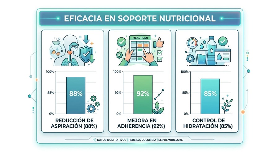 Gráfico estadístico mostrando la mejora en la seguridad de la deglución y nutrición en adultos mayores.